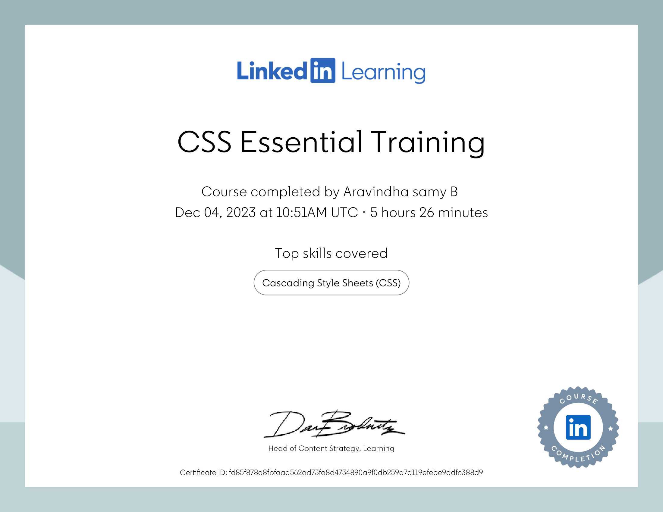 My Certificates